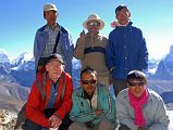 Renjo La 1 Jerome Ryan, Chandraman, Dumbar, Climbing Sherpa Palden, Guide Gyan Tamang, Pasang Here is my crew on the Renjo La (5345m). In front is Jerome Ryan, cook Chandraman (his second time with me), porter Dumbar. In back is climbing Sherpa Palden (his third time with me), guide Gyan Tamang (his seventh time with me), and porter Pasang.